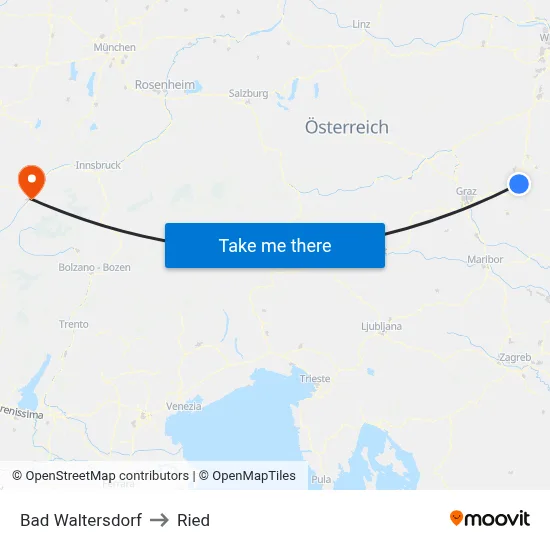 Bad Waltersdorf to Ried map