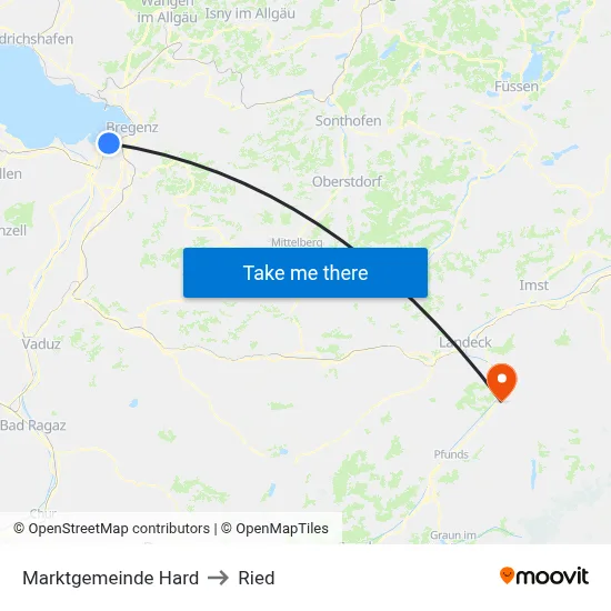 Marktgemeinde Hard to Ried map