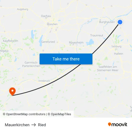 Mauerkirchen to Ried map