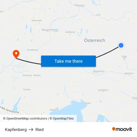 Kapfenberg to Ried map