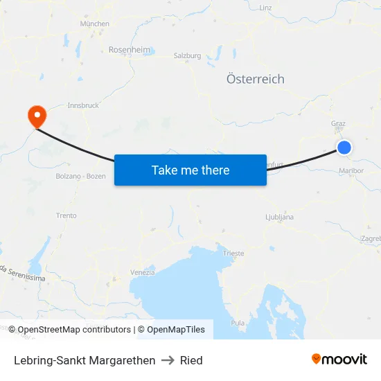Lebring-Sankt Margarethen to Ried map
