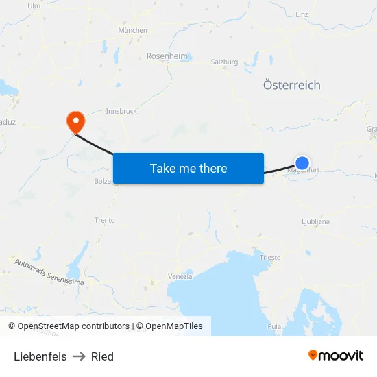 Liebenfels to Ried map