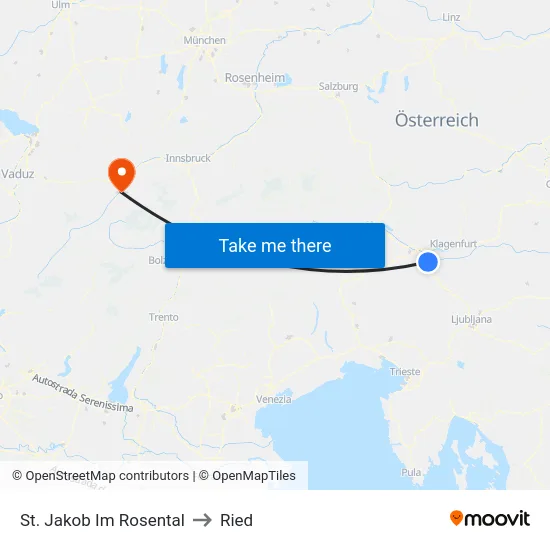 St. Jakob Im Rosental to Ried map