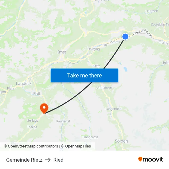 Gemeinde Rietz to Ried map
