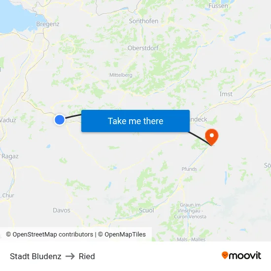 Stadt Bludenz to Ried map