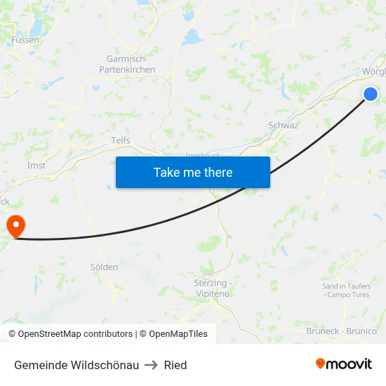 Gemeinde Wildschönau to Ried map