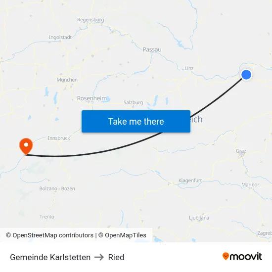Gemeinde Karlstetten to Ried map