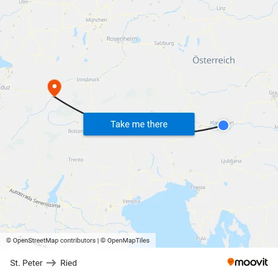 St. Peter to Ried map