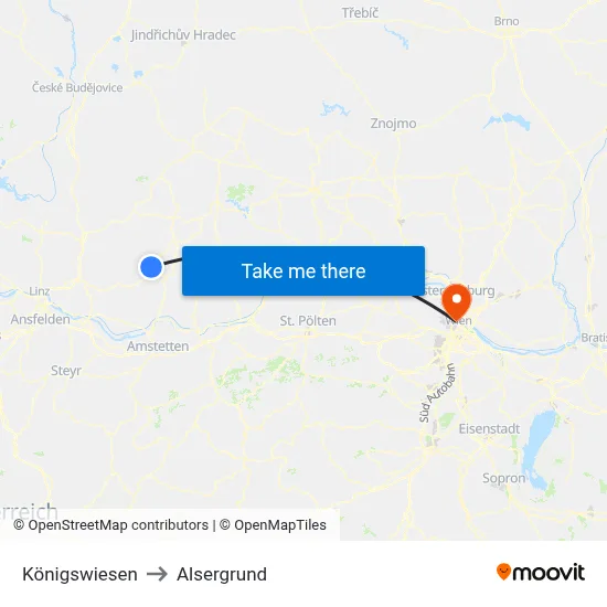 Königswiesen to Alsergrund map
