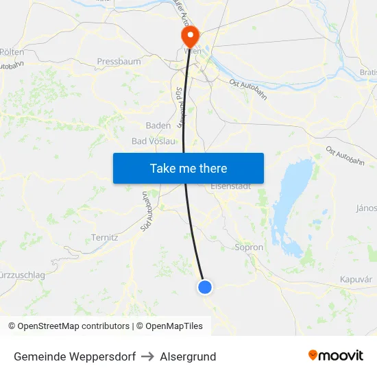 Gemeinde Weppersdorf to Alsergrund map