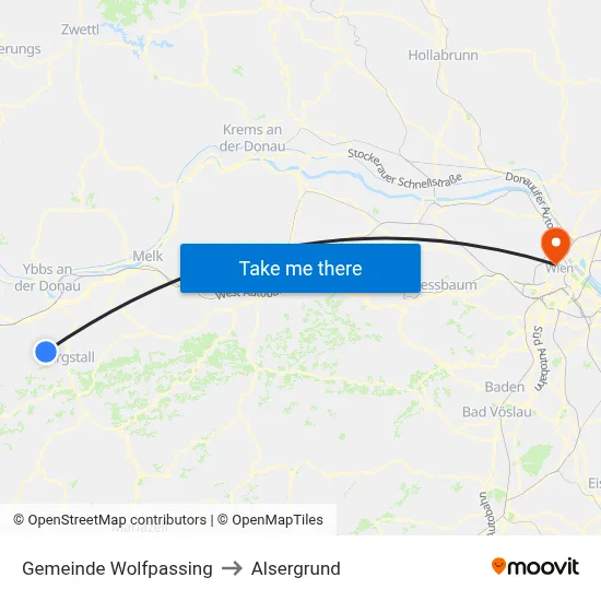 Gemeinde Wolfpassing to Alsergrund map