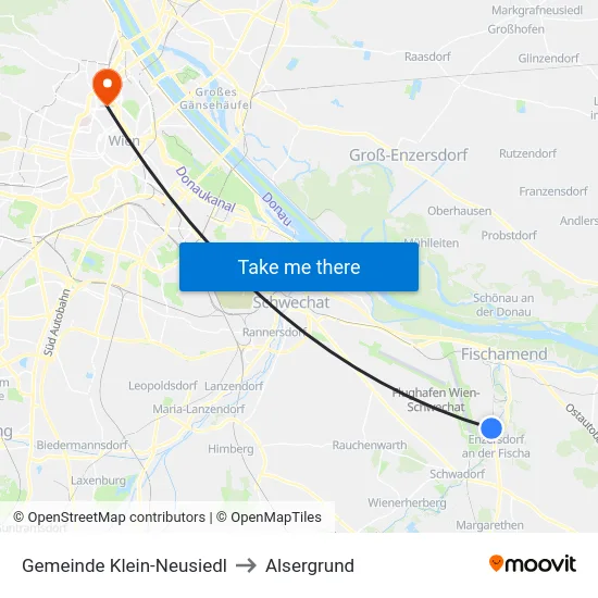 Gemeinde Klein-Neusiedl to Alsergrund map