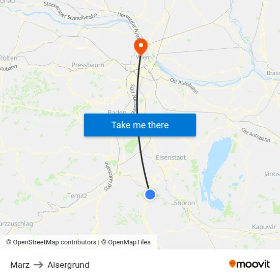 Marz to Alsergrund map