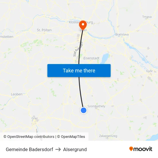 Gemeinde Badersdorf to Alsergrund map