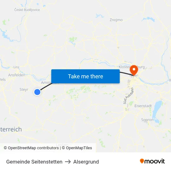 Gemeinde Seitenstetten to Alsergrund map