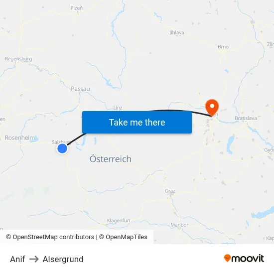 Anif to Alsergrund map