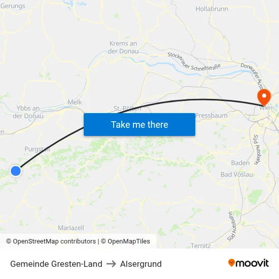 Gemeinde Gresten-Land to Alsergrund map