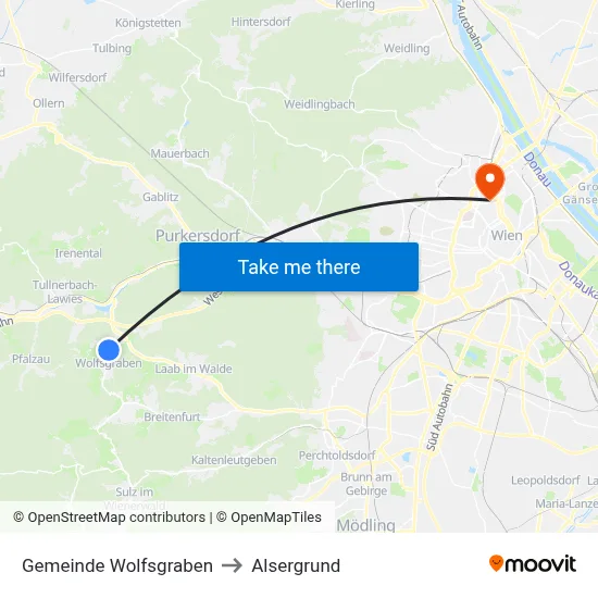 Gemeinde Wolfsgraben to Alsergrund map
