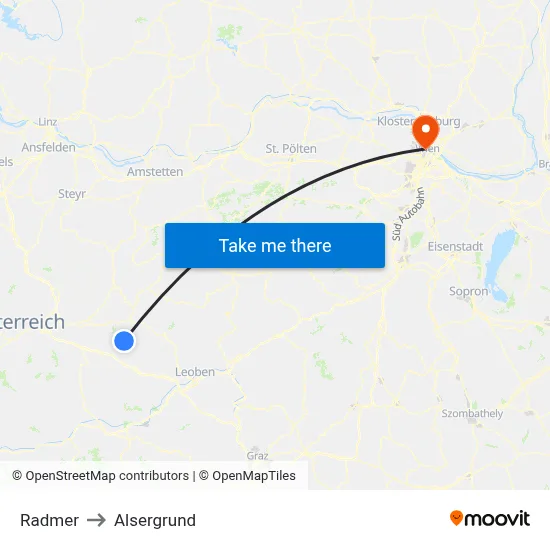 Radmer to Alsergrund map