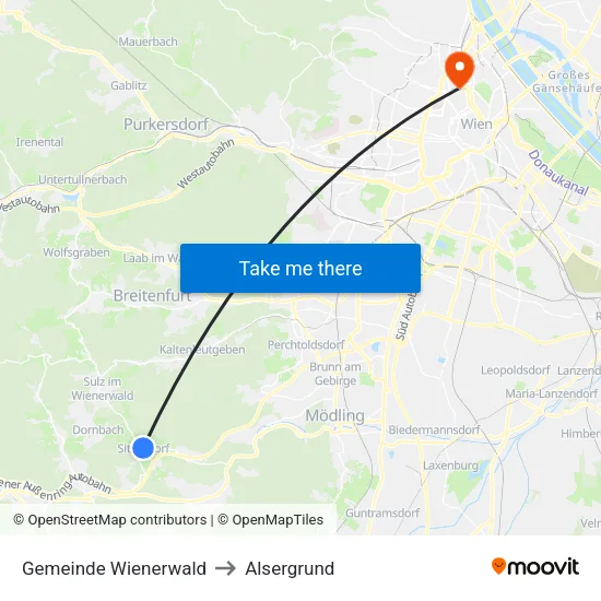 Gemeinde Wienerwald to Alsergrund map