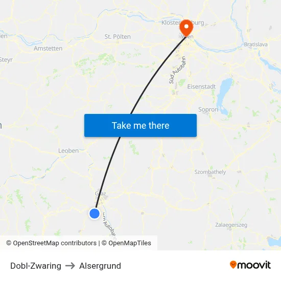 Dobl-Zwaring to Alsergrund map
