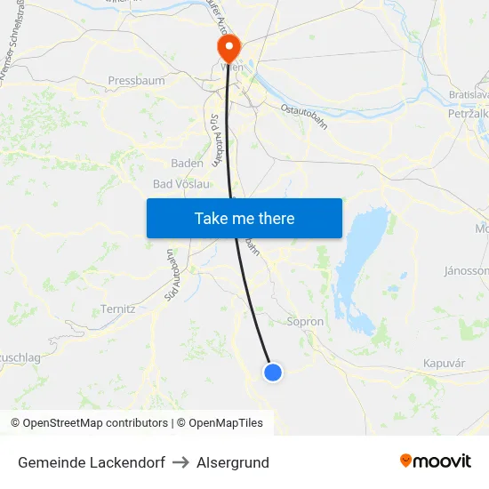 Gemeinde Lackendorf to Alsergrund map