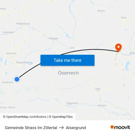 Gemeinde Strass Im Zillertal to Alsergrund map