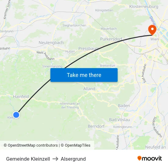 Gemeinde Kleinzell to Alsergrund map