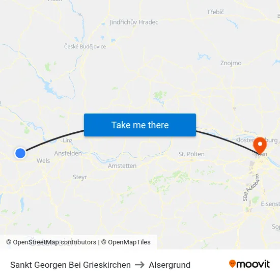Sankt Georgen Bei Grieskirchen to Alsergrund map