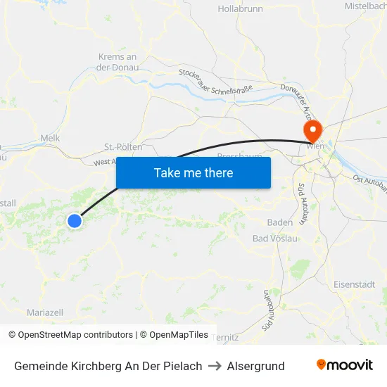 Gemeinde Kirchberg An Der Pielach to Alsergrund map