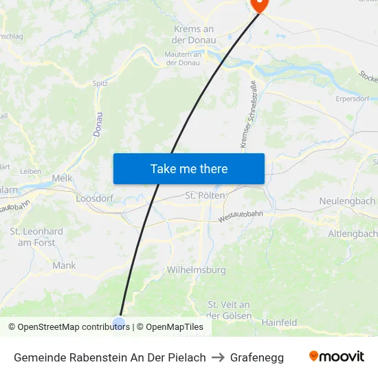 Gemeinde Rabenstein An Der Pielach to Grafenegg map