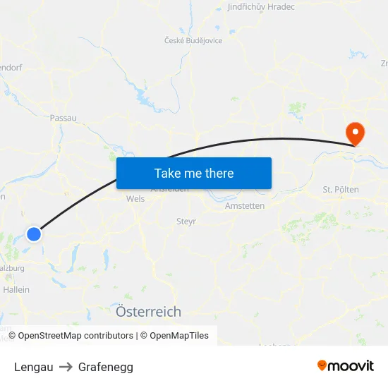 Lengau to Grafenegg map