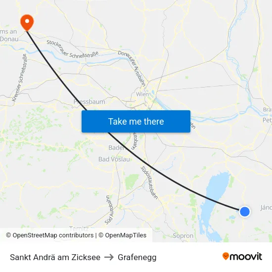 Sankt Andrä am Zicksee to Grafenegg map