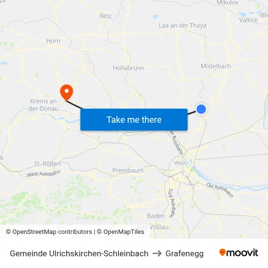 Gemeinde Ulrichskirchen-Schleinbach to Grafenegg map