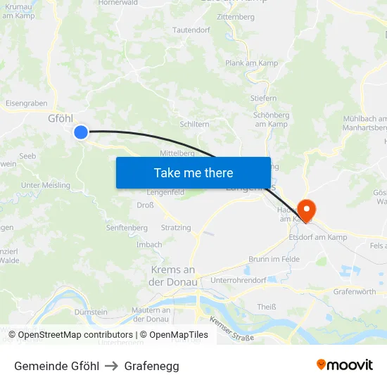 Gemeinde Gföhl to Grafenegg map