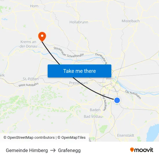 Gemeinde Himberg to Grafenegg map