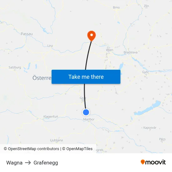 Wagna to Grafenegg map