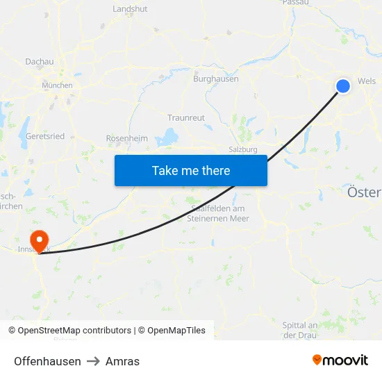 Offenhausen to Amras map