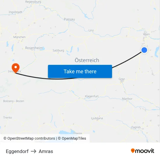 Eggendorf to Amras map