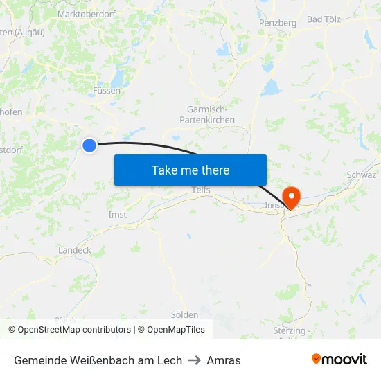 Gemeinde Weißenbach am Lech to Amras map