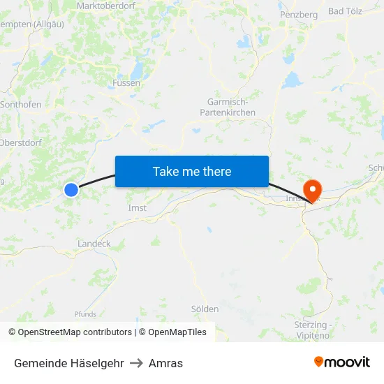 Gemeinde Häselgehr to Amras map