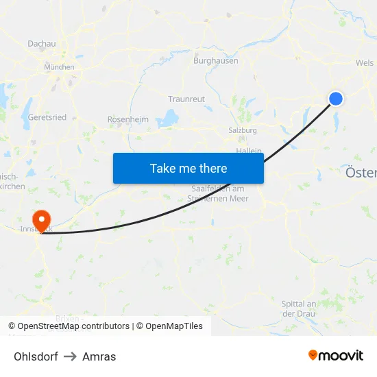 Ohlsdorf to Amras map