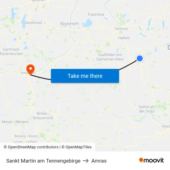 Sankt Martin am Tennengebirge to Amras map