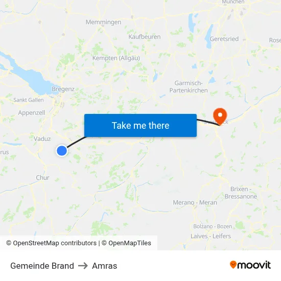 Gemeinde Brand to Amras map