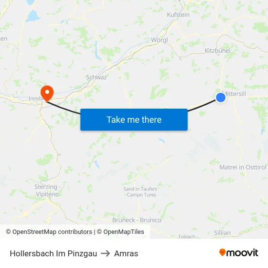 Hollersbach Im Pinzgau to Amras map