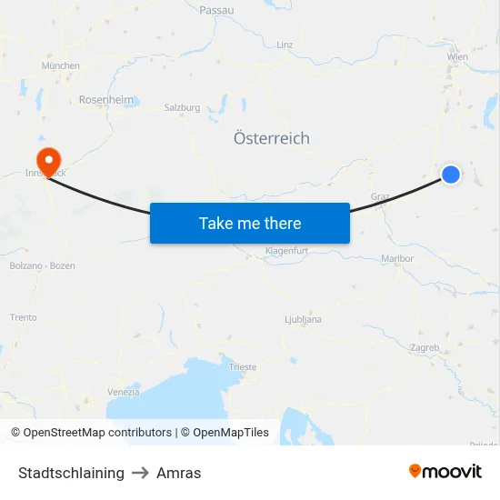 Stadtschlaining to Amras map