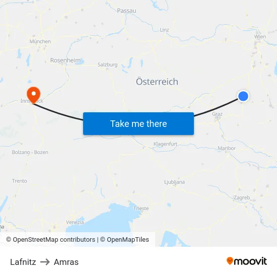 Lafnitz to Amras map