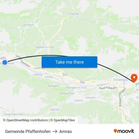 Gemeinde Pfaffenhofen to Amras map