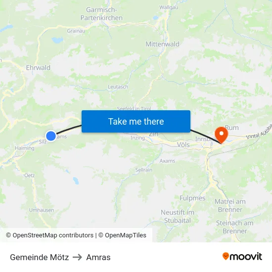 Gemeinde Mötz to Amras map