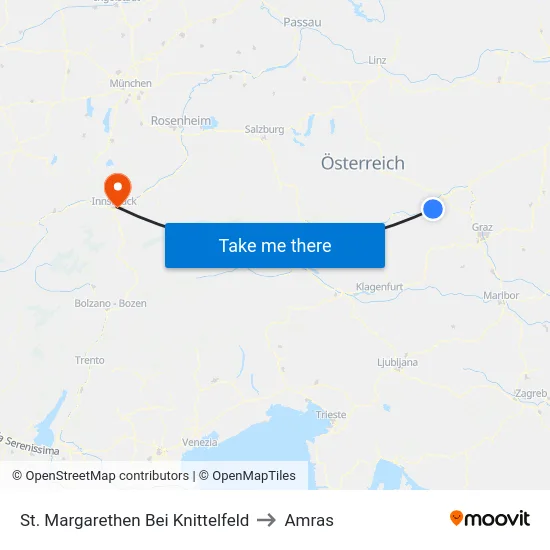 St. Margarethen Bei Knittelfeld to Amras map